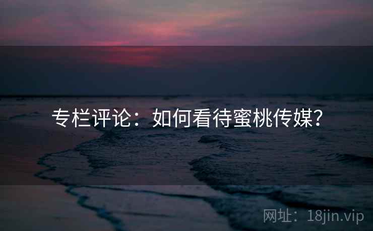 专栏评论:如何看待蜜桃传媒?